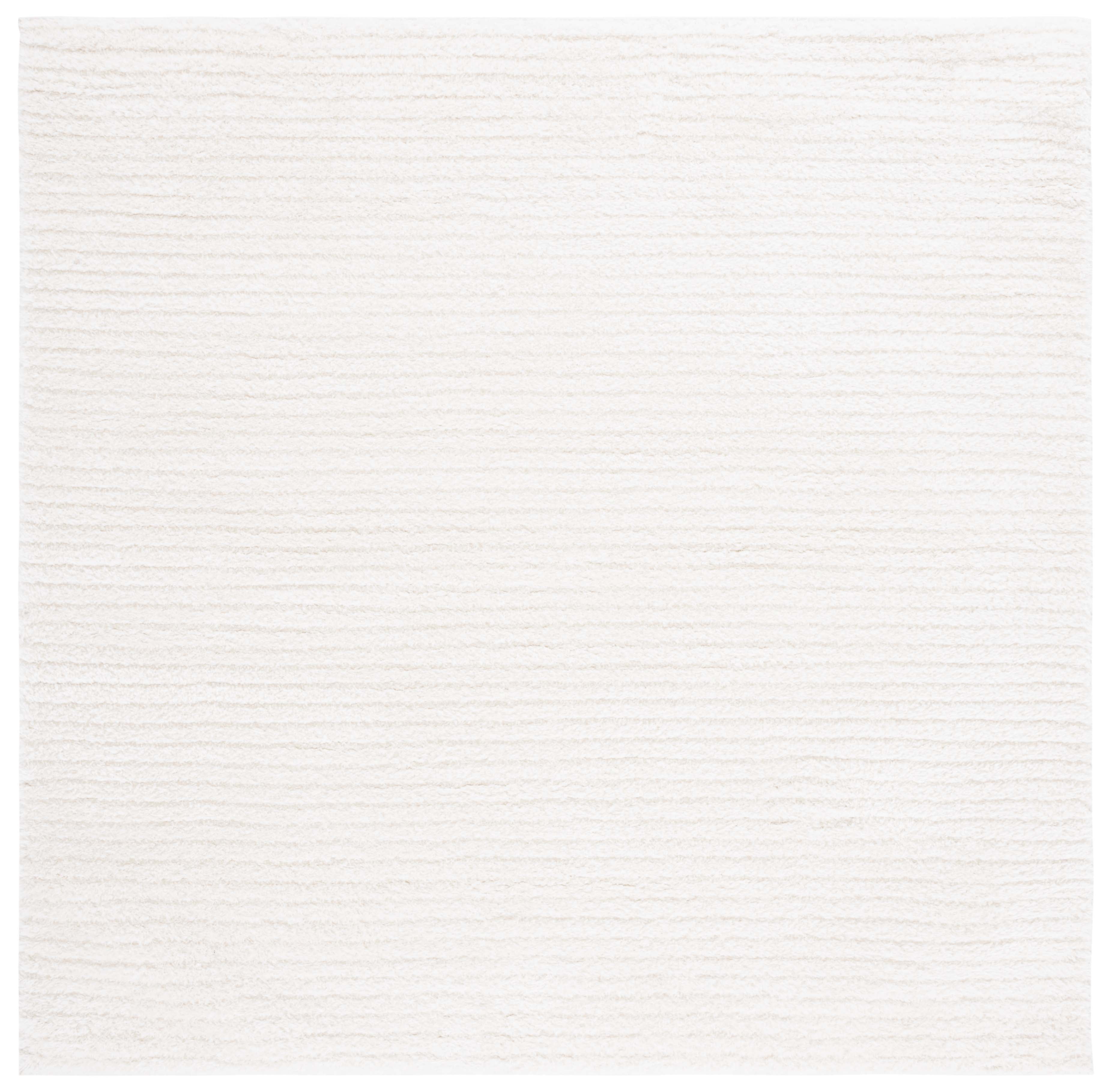 Ivory Square Shag Rug 6'7" x 6'7" Synthetic