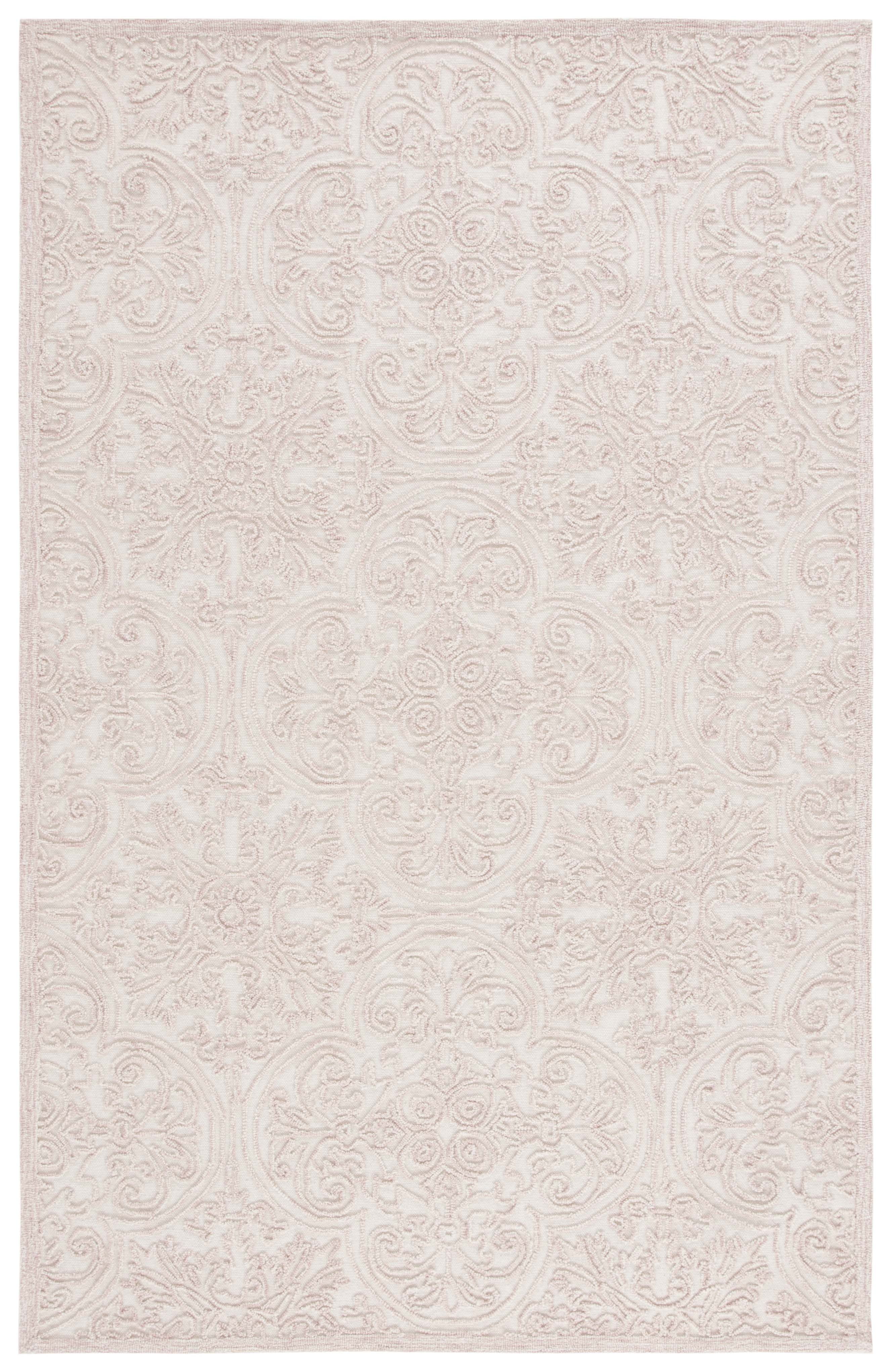 SAFAVIEH Trace Burton Geometric Area Rug, Ivory/Pink, 4' x 6'