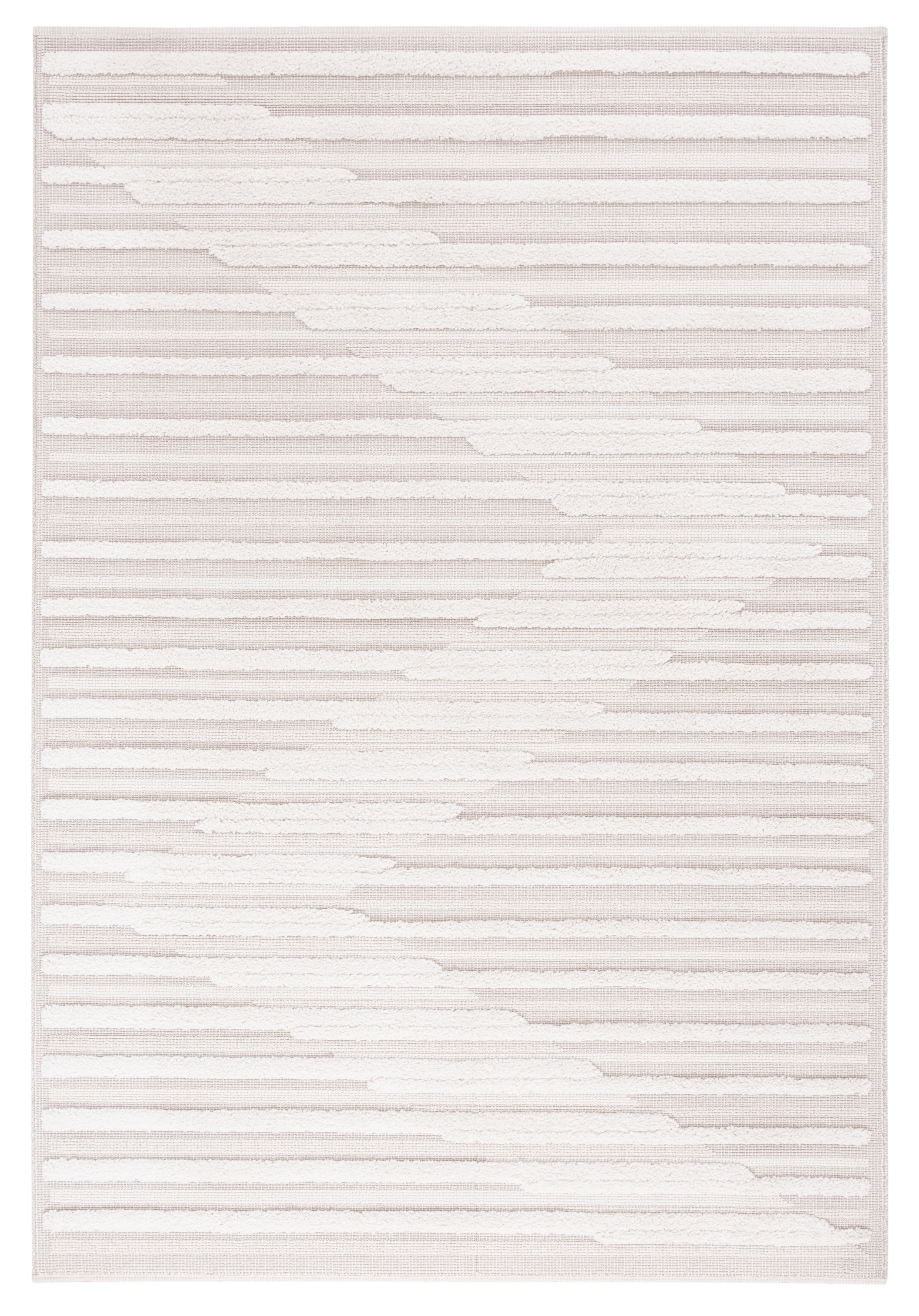 Ivory and Beige Geometric Flat Woven Synthetic Area Rug