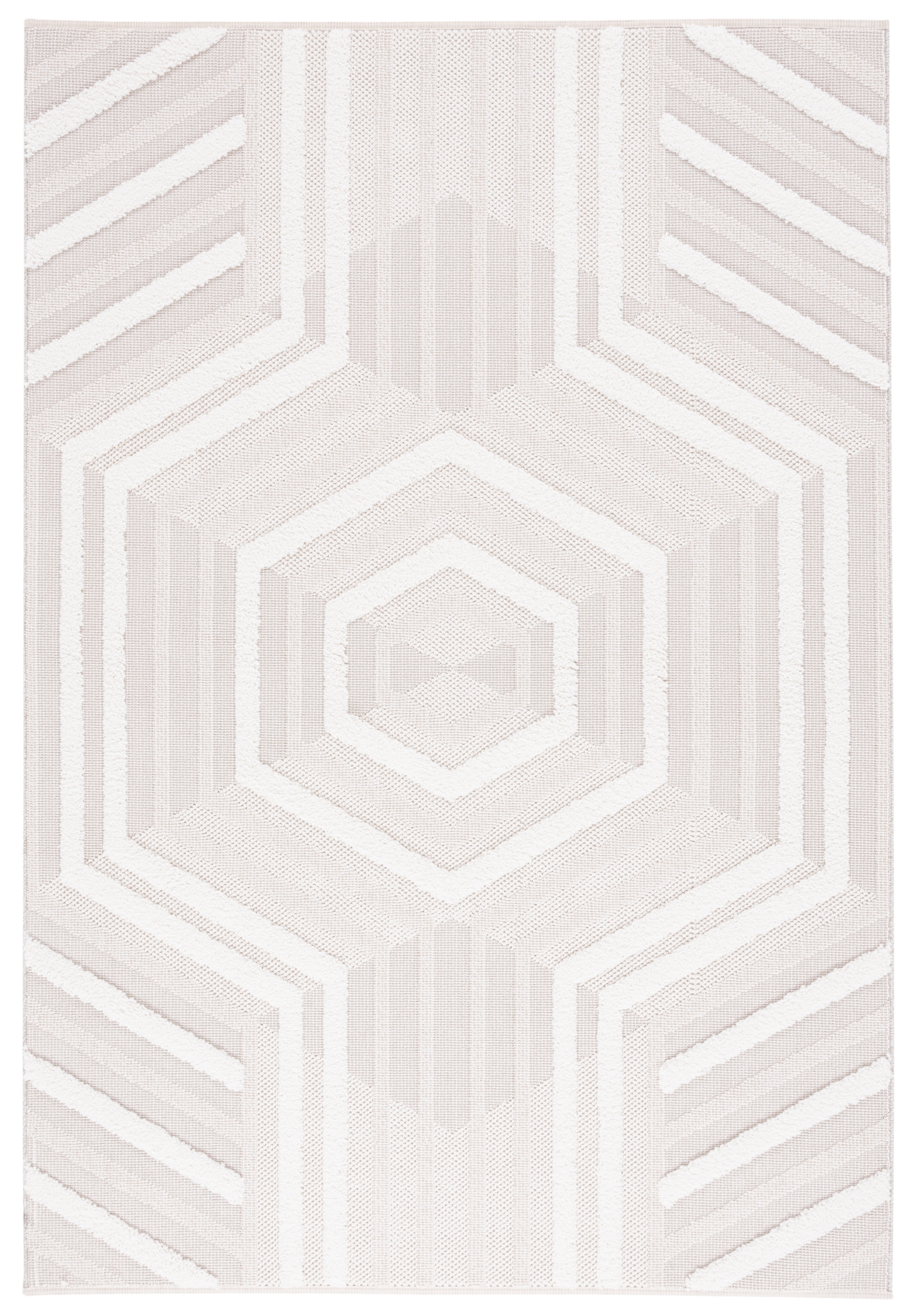 Ivory Geometric Flat Woven Synthetic Area Rug