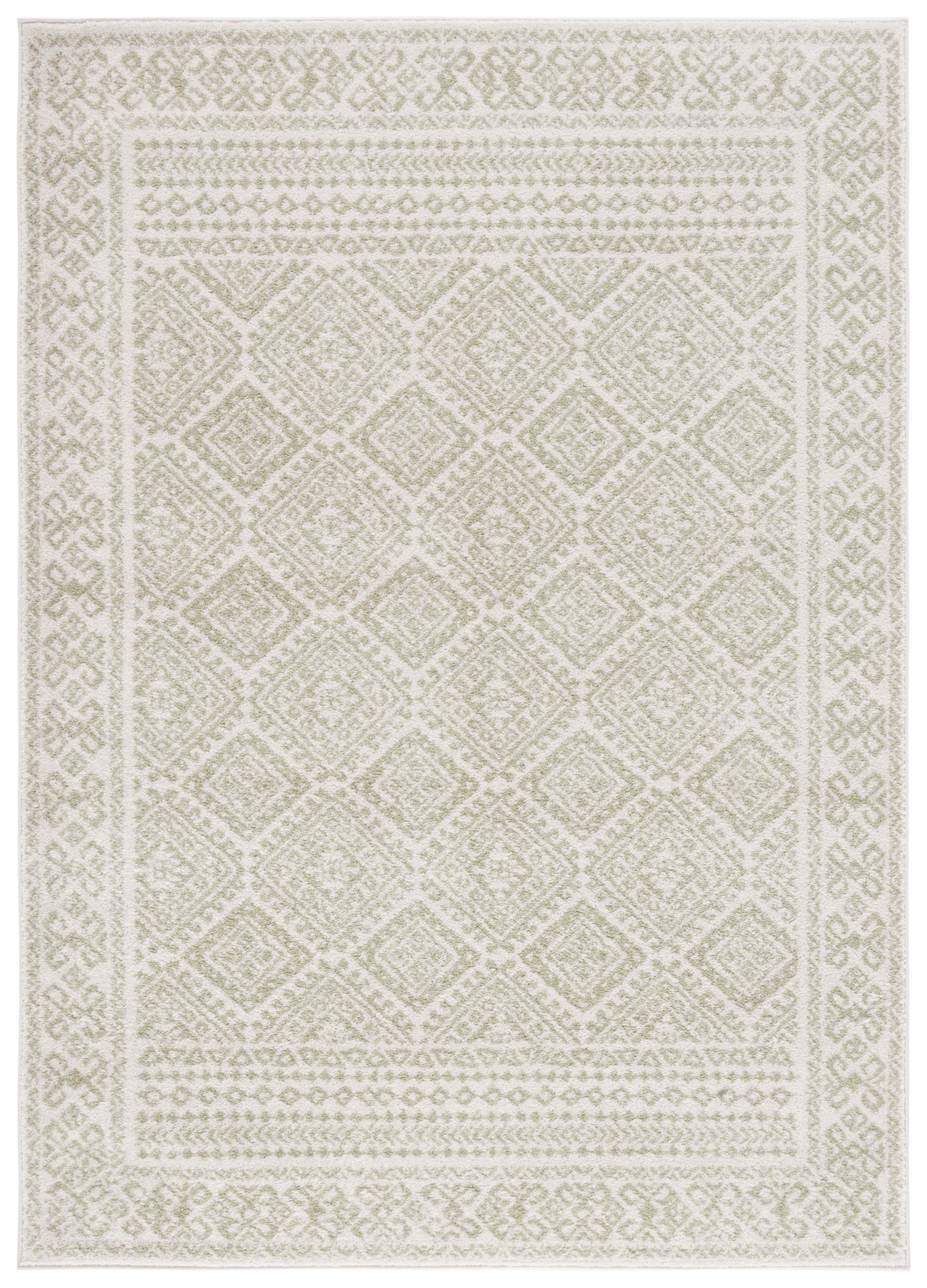 Ivory and Sage 4' x 6' Synthetic Rectangular Area Rug