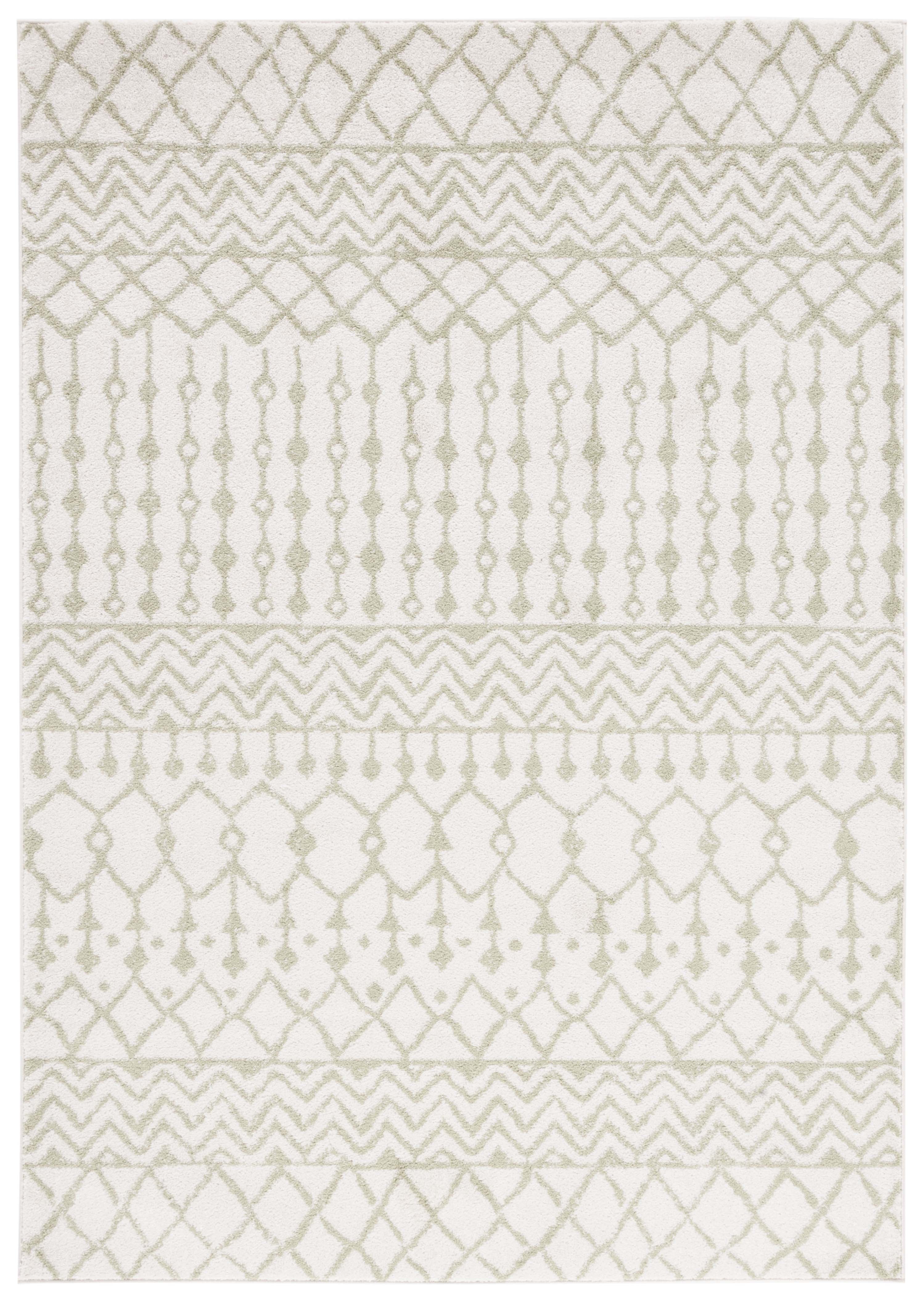Ivory and Sage Hand-knotted Round Synthetic Area Rug