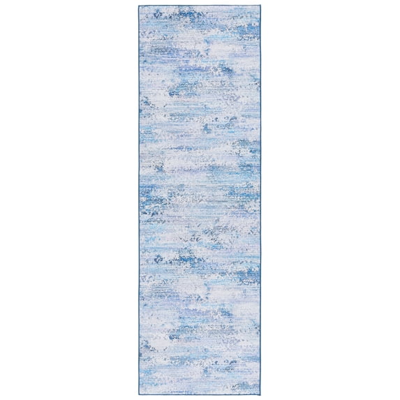 SAFAVIEH Tacoma Hailey Abstract Machine Washable Runner Rug, Grey/Blue, 2'6" x 8'