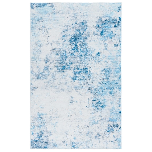 SAFAVIEH Tacoma Brian Abstract Machine Washable Area Rug, Beige/Turquoise, 8' x 10'
