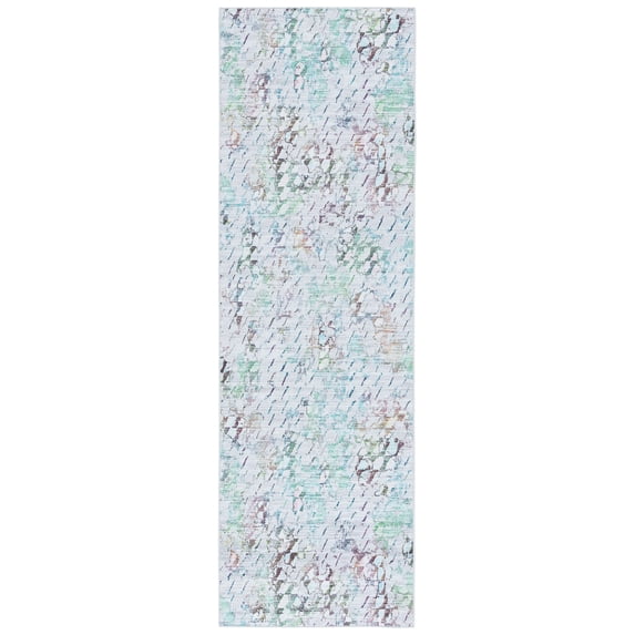 SAFAVIEH Tacoma Sheldon Abstract Machine Washable Runner Rug, Grey/Green, 2'6" x 8'