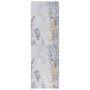 SAFAVIEH Tacoma Eliot Abstract Machine Washable Runner Rug, Grey/Gold, 2'6" x 14'