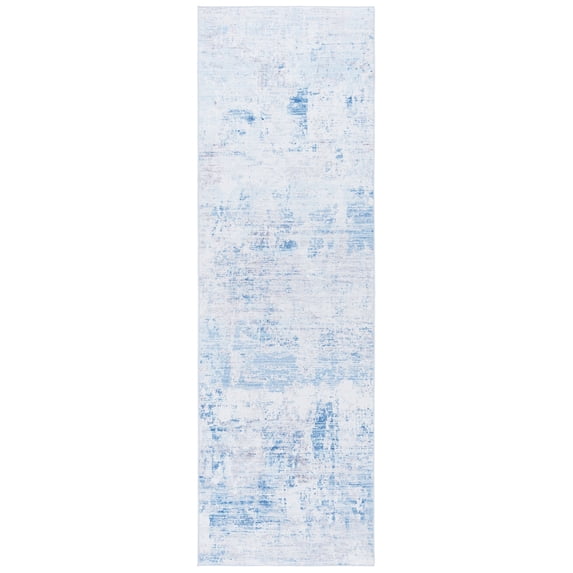 SAFAVIEH Tacoma Marlyne Abstract Machine Washable Runner Rug, Gray/Light Blue, 2'6" x 8'