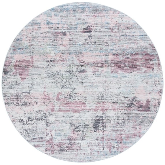 SAFAVIEH Tacoma Marlyne Abstract Machine Washable Area Rug, Plum/Green, 6' x 6' Round