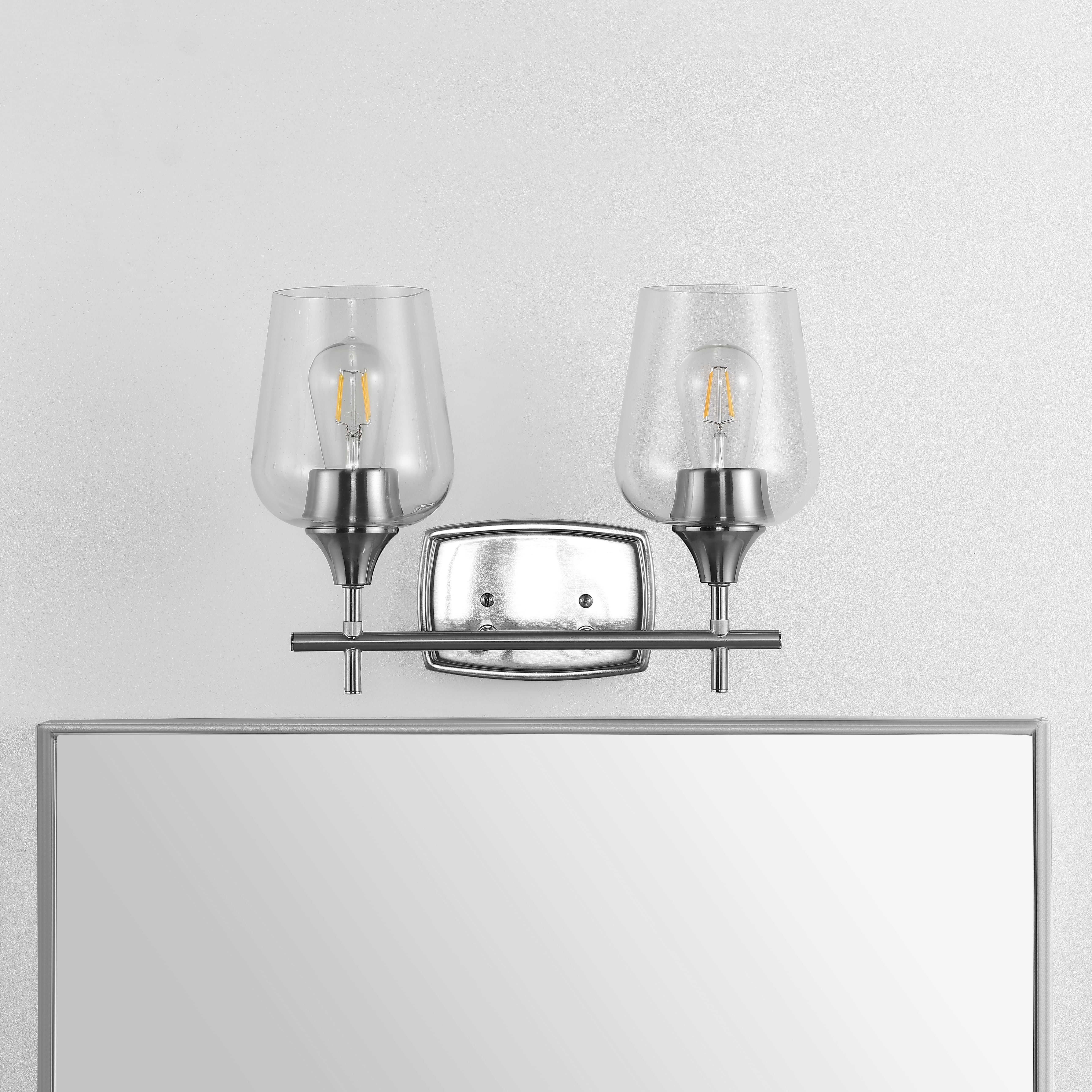 Contemporary Nickel 15'' Dual-Light Wine Glass Wall Sconce