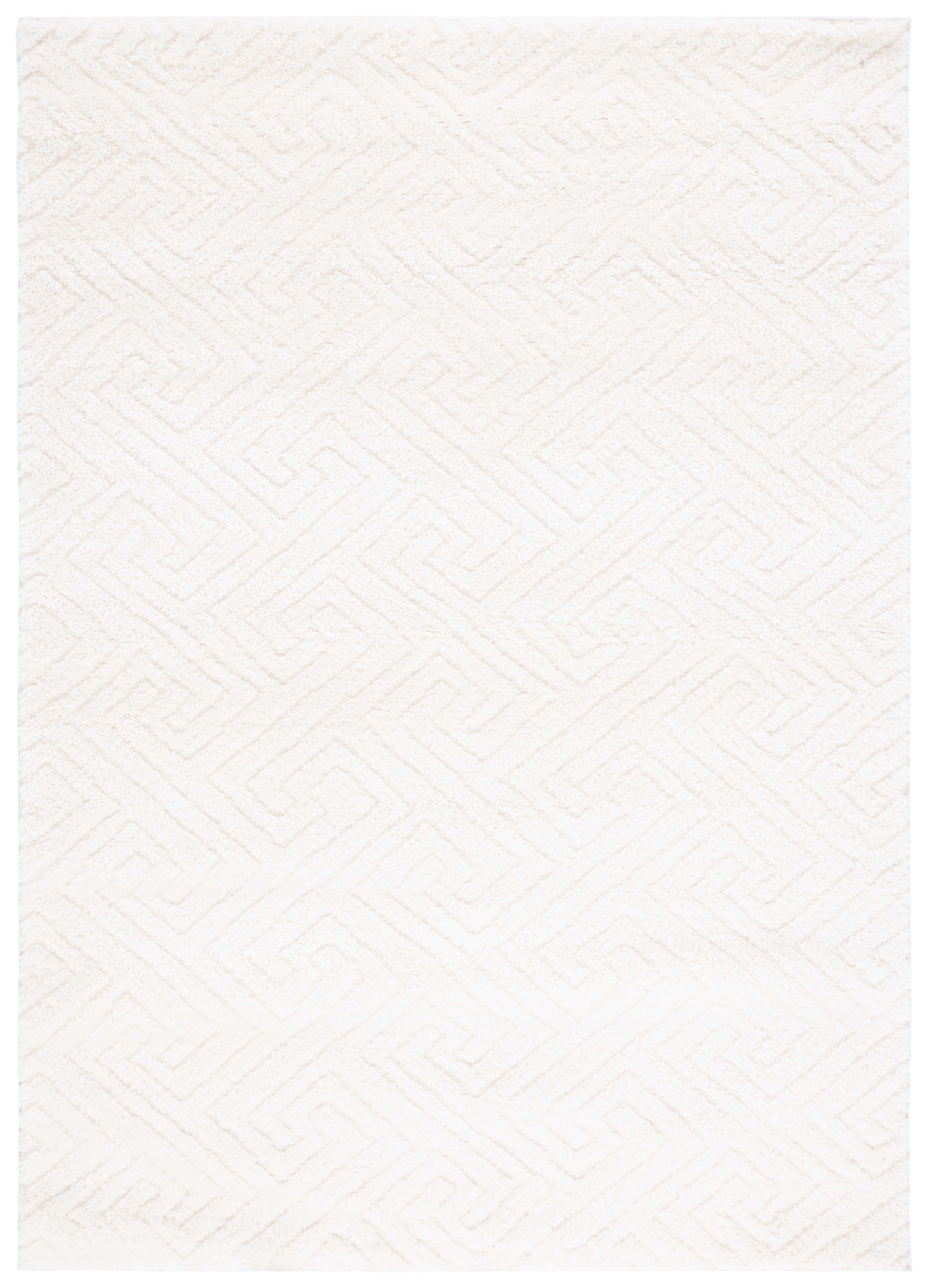 White Geometric Shag Synthetic 4' x 6' Area Rug