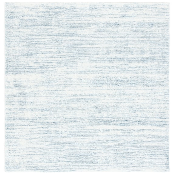 SAFAVIEH Tahoe Trudi Distressed Shag Area Rug, Blue/Ivory, 6'7" x 6'7" Square
