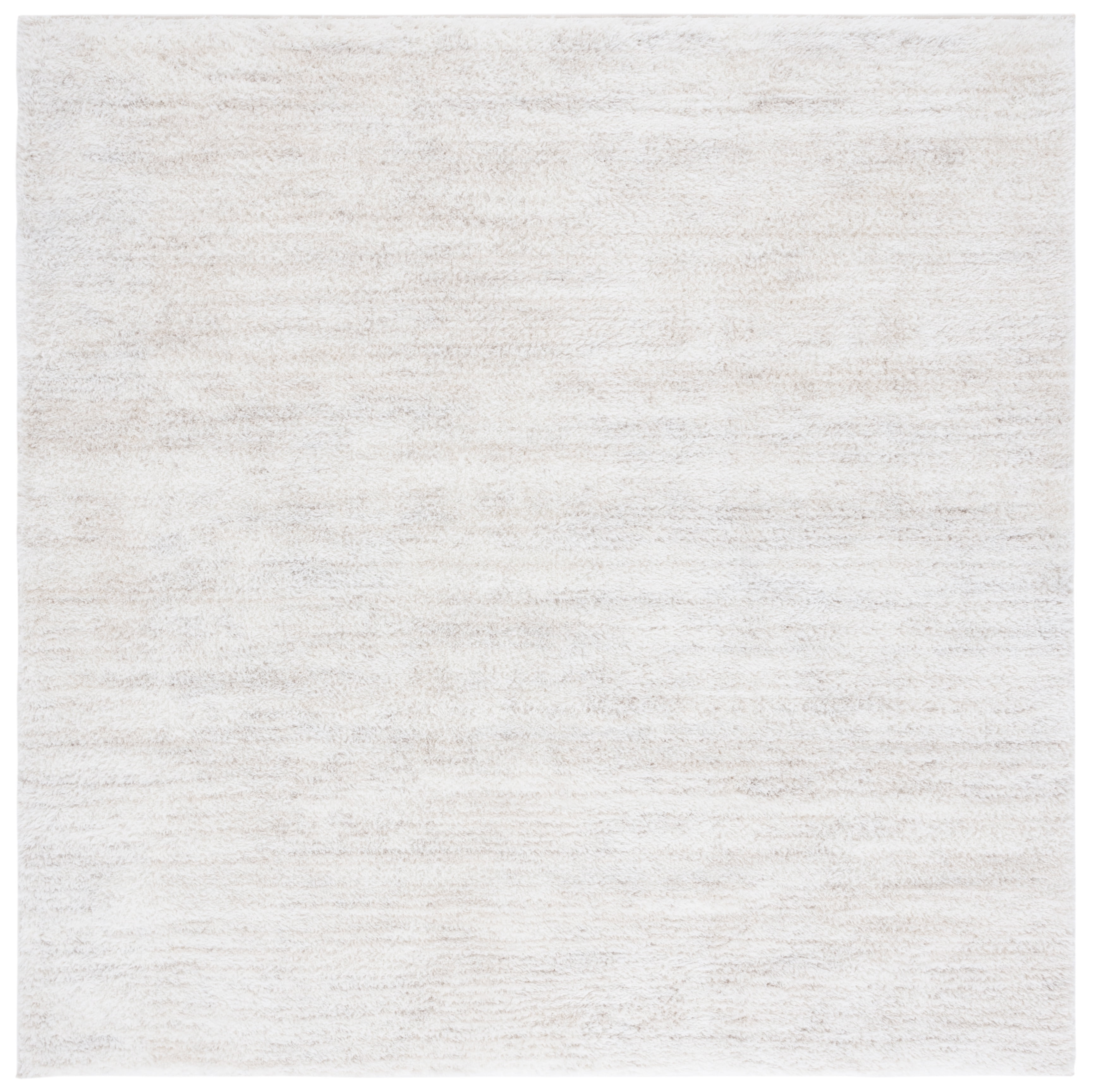 Ivory and Taupe Square Shag Area Rug, 6'7"
