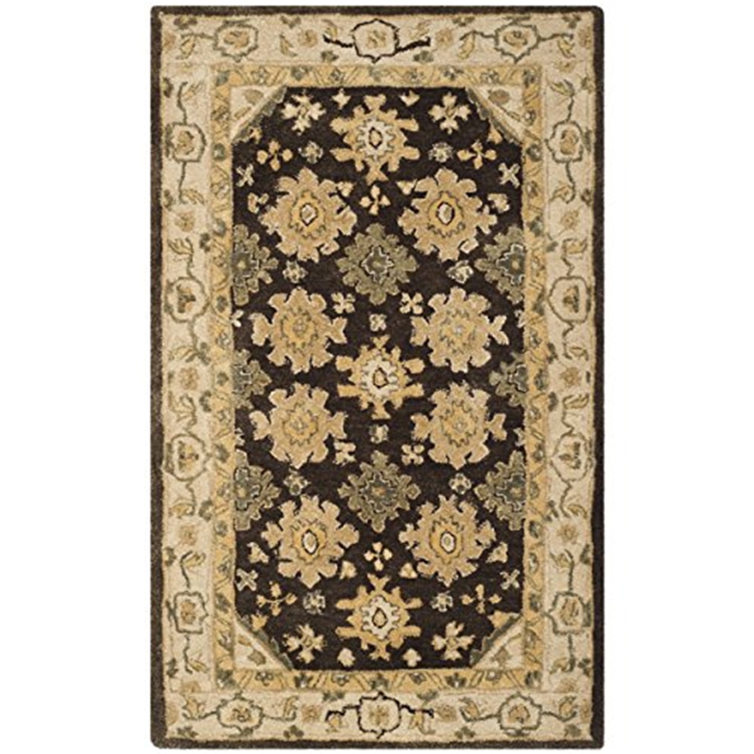 Traditional Rug - Taj Mahal Wool Pile -Brown/Ivory-Color:Brown/Ivory ...