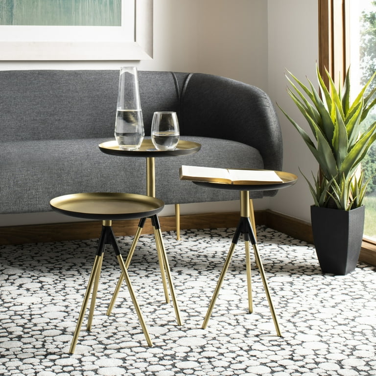 Safavieh Talon Contemporary Metal Side Table Set of 3 Gold Black