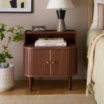 Safavieh Tameka Modern Mdf and Solidwood Night Stands, Walnut/Gold