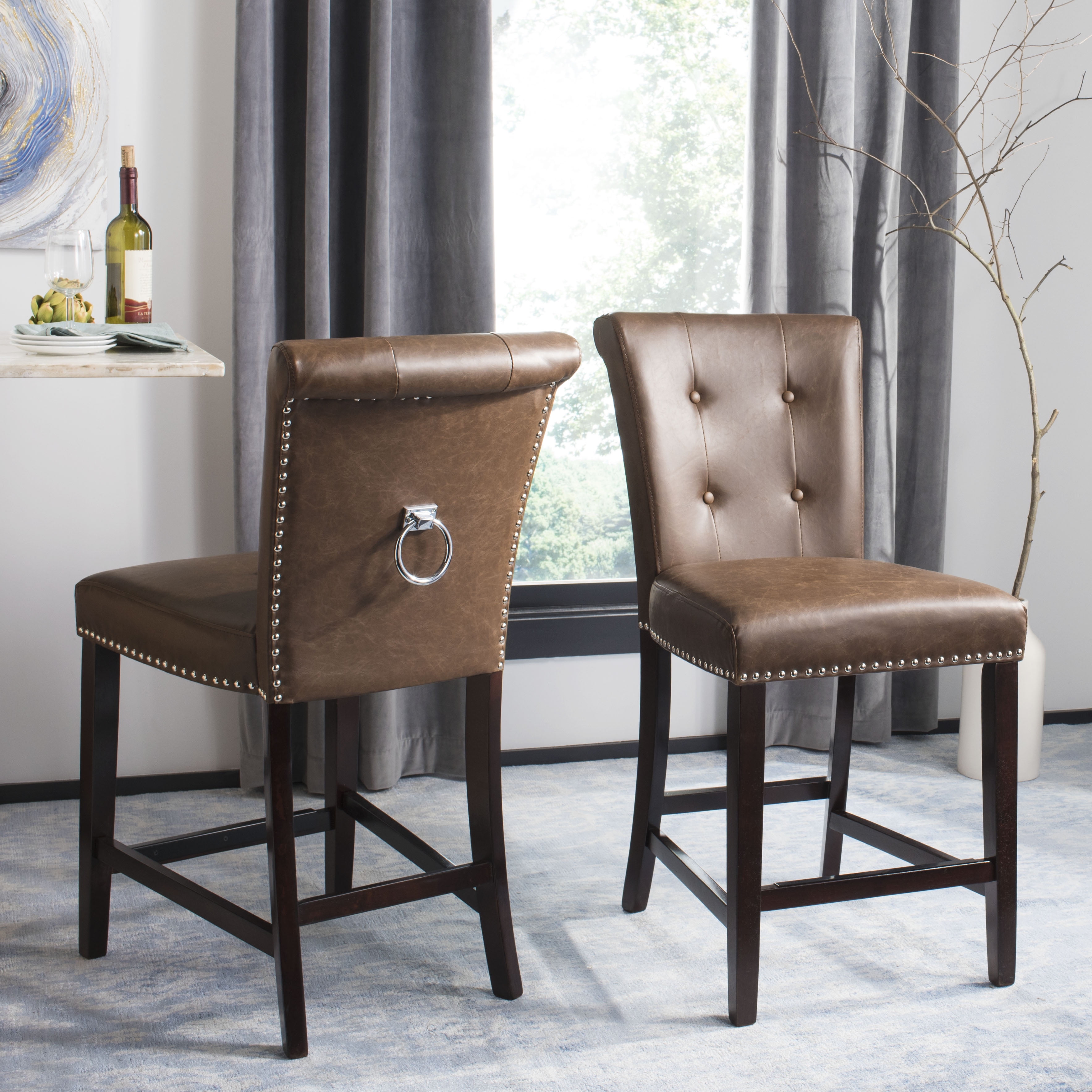 Safavieh Taylor 26 in. H Modern Counter Stool with Ring, Set of 2 ...