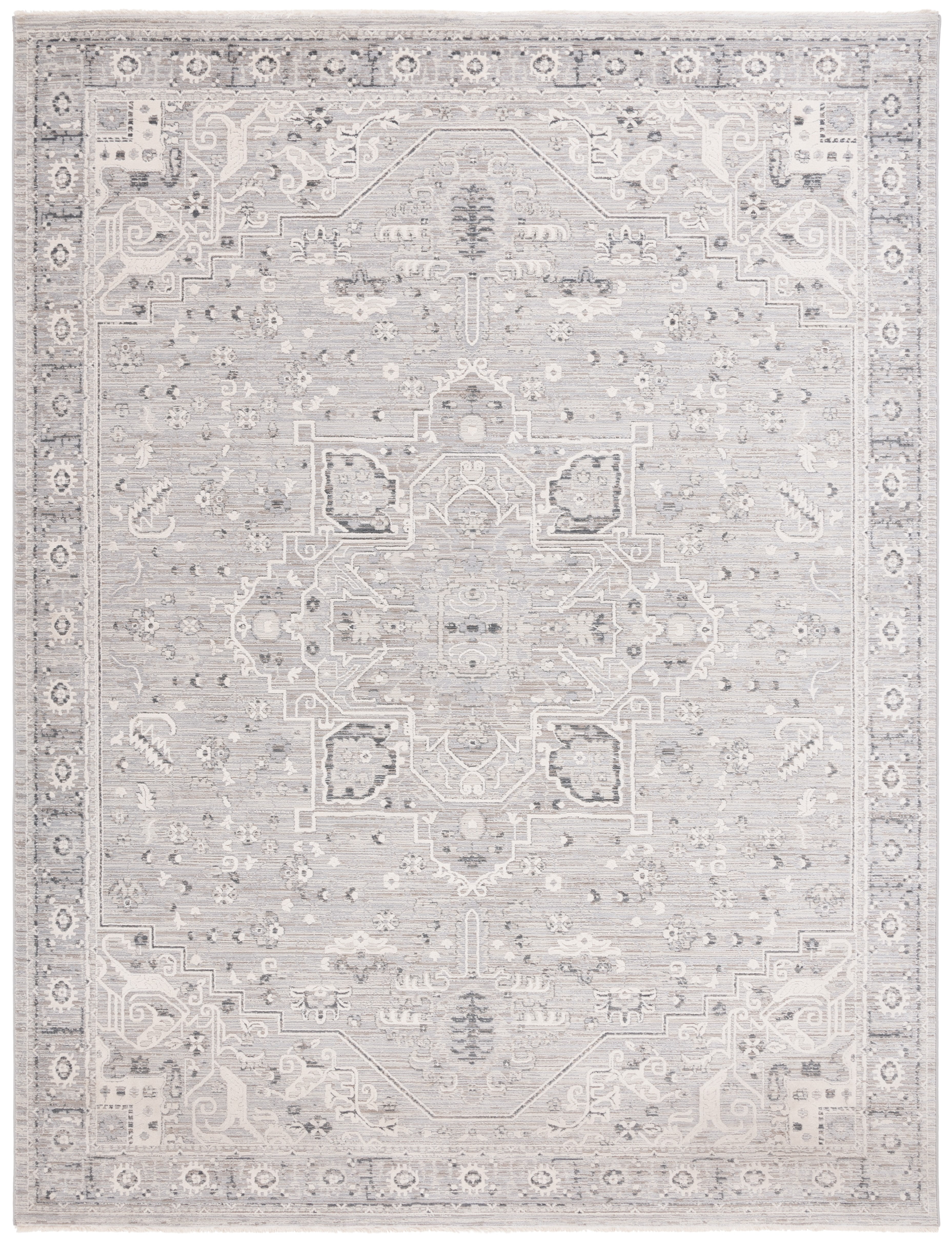 Ivory and Grey 8' x 10' Synthetic Easy Care Rug