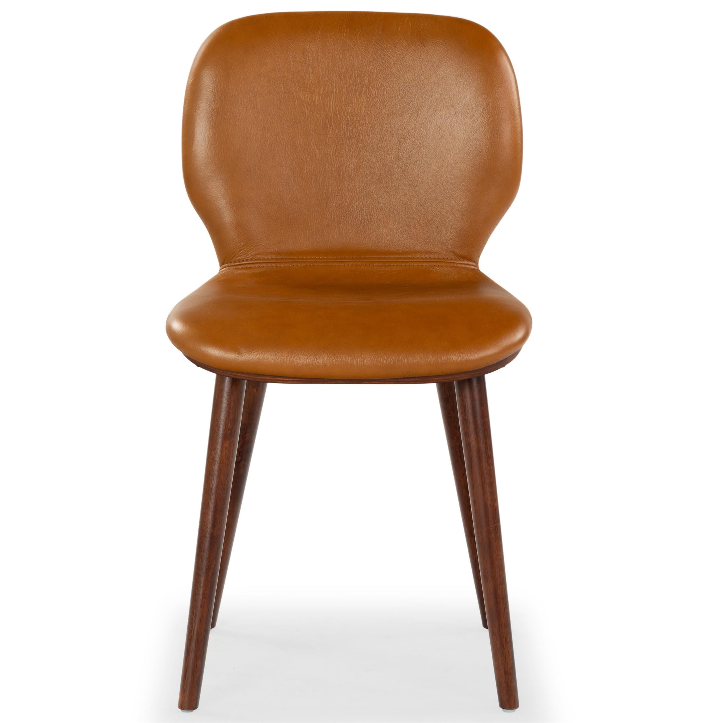 Safavieh Tazmyn Wood and Leather Dining Chair in Brown / Walnut ...