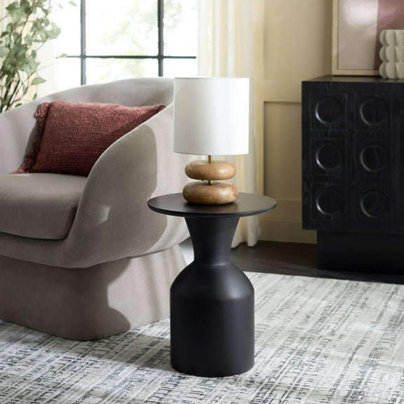 Safavieh Tazon Modern Wood Round End Table, Black