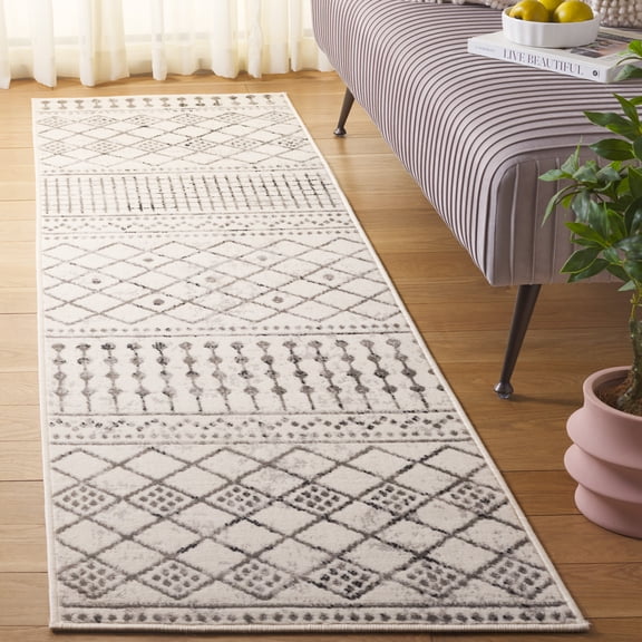 Safavieh Temple Adalyn Geometric Runner Rug, Ivory/Gray, 2'2" x 8'