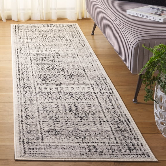 Safavieh Temple Jolyon Geometric Runner Rug, Ivory/Gray Black, 2'2" x 8'