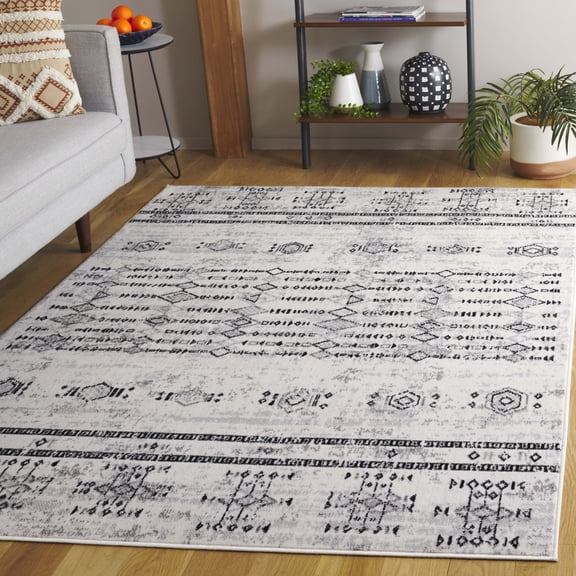 Safavieh Temple Quinlan Geometric Area Rug, Ivory/Gray Black, 9' x 12'