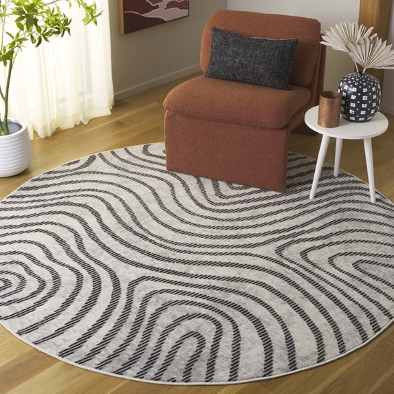 Safavieh Temple Sefton Abstract Area Rug, Ivory/Gray, 6'7" x 6'7" Round