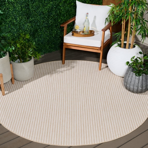 Safavieh Terrace Eadaoin Geometric Indoor/Outdoor Area Rug, Beige/Ivory, 6'7" x 6'7" Round