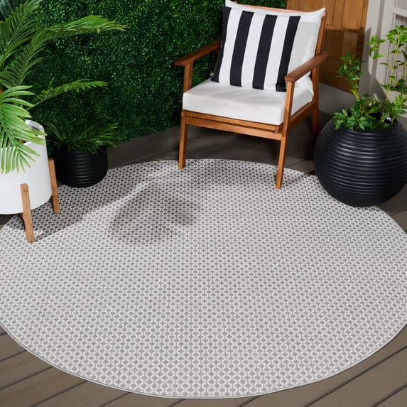 Safavieh Terrace Eadaoin Geometric Indoor/Outdoor Area Rug, Gray/Ivory, 6'7" x 6'7" Round