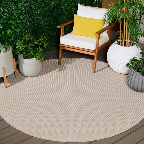 Safavieh Terrace Gina Geometric Indoor/Outdoor Area Rug, Beige/Ivory, 6'7" x 6'7" Round