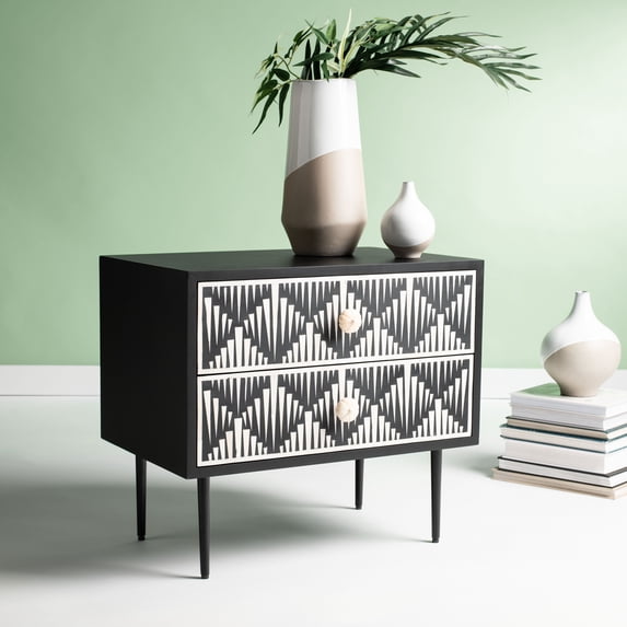 Safvaieh Couture Tessie Glam Wood Nightstand, Assorted/Black