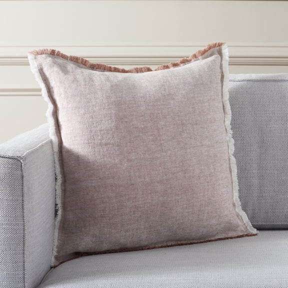 Safavieh Theia 20" x 20" Transitional Linen Decorative Pillows, Blush/White