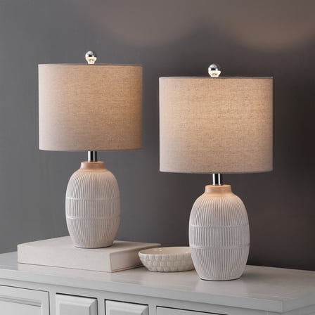 Safavieh Thom 11" Modern Resin Table Lamp, White, Set of 2