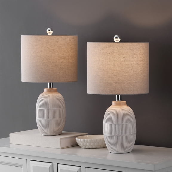 Safavieh Thom 11" Modern Resin Table Lamp, White, Set of 2