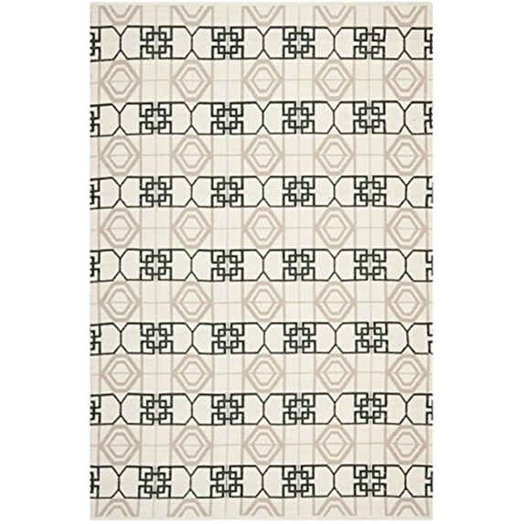 Rug - Thom Filicia Recycled Plastic -Black/Beige-Color:Black/Beige,Shape:Medium Rectangle,Size:8'L x 5'W