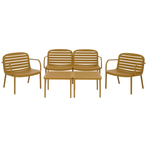 Safavieh Thompson 5 - Piece Polyethylene Outdoor Conversation Set, Yellow