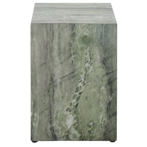 Safavieh Tina Cube Outdoor Polystone End Table, Green Marble