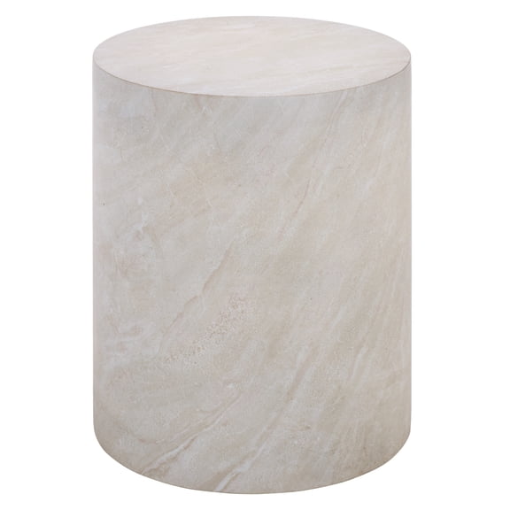 Safavieh Tina Cylinder Outdoor Polystone End Table, Off-White