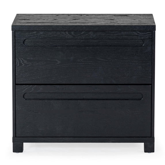Safavieh Tobiette 2 Drawer Solid Wood Nightstand in Black