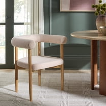 Safavieh Tomio Modern Wood and Fabric Dining Arm Chairs, Beige / Cream