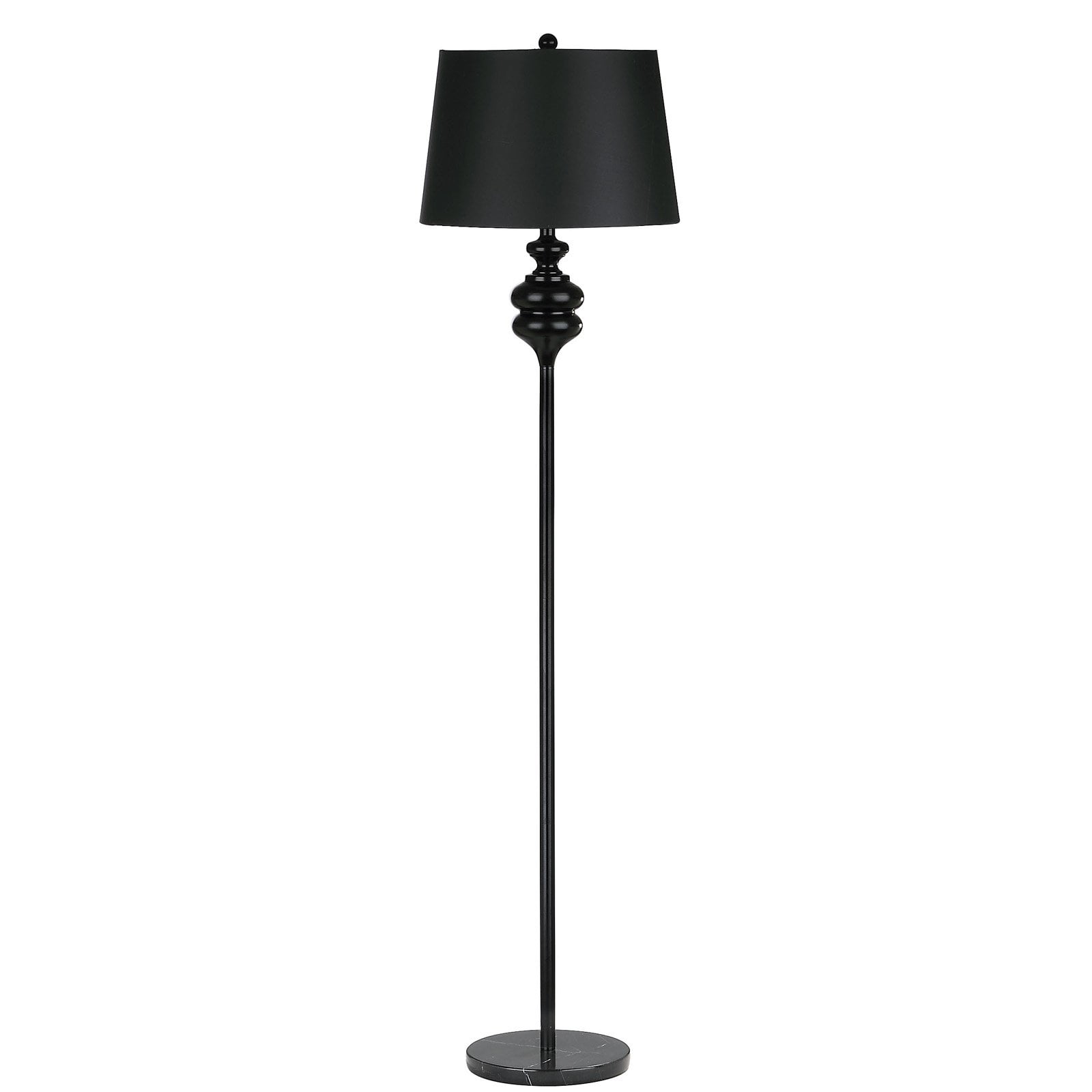 Black Steel Torchiere Floor Lamp with Empire Shade