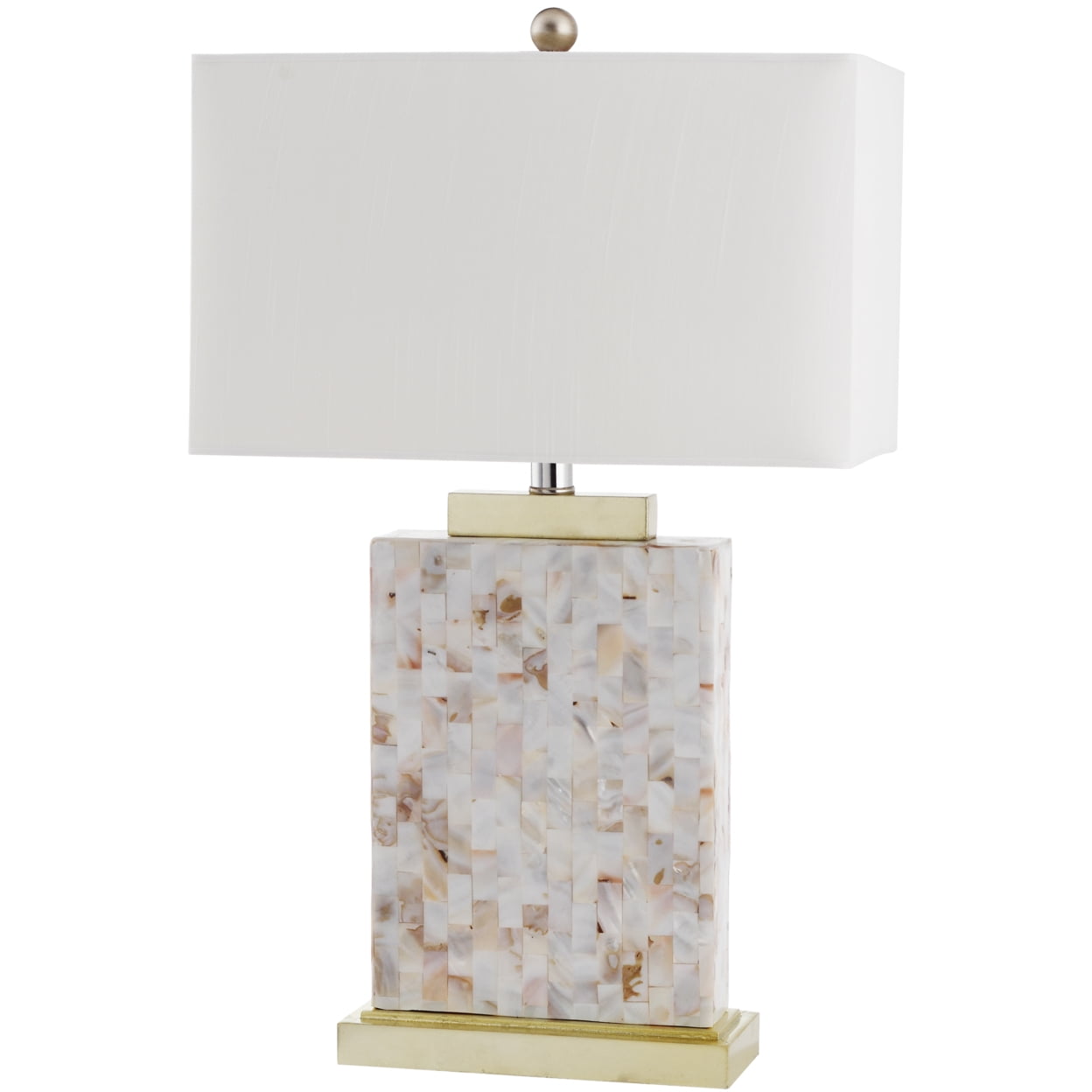 Safavieh Tory 10 in Brushed Gold Table Lamps White Coastal Shades