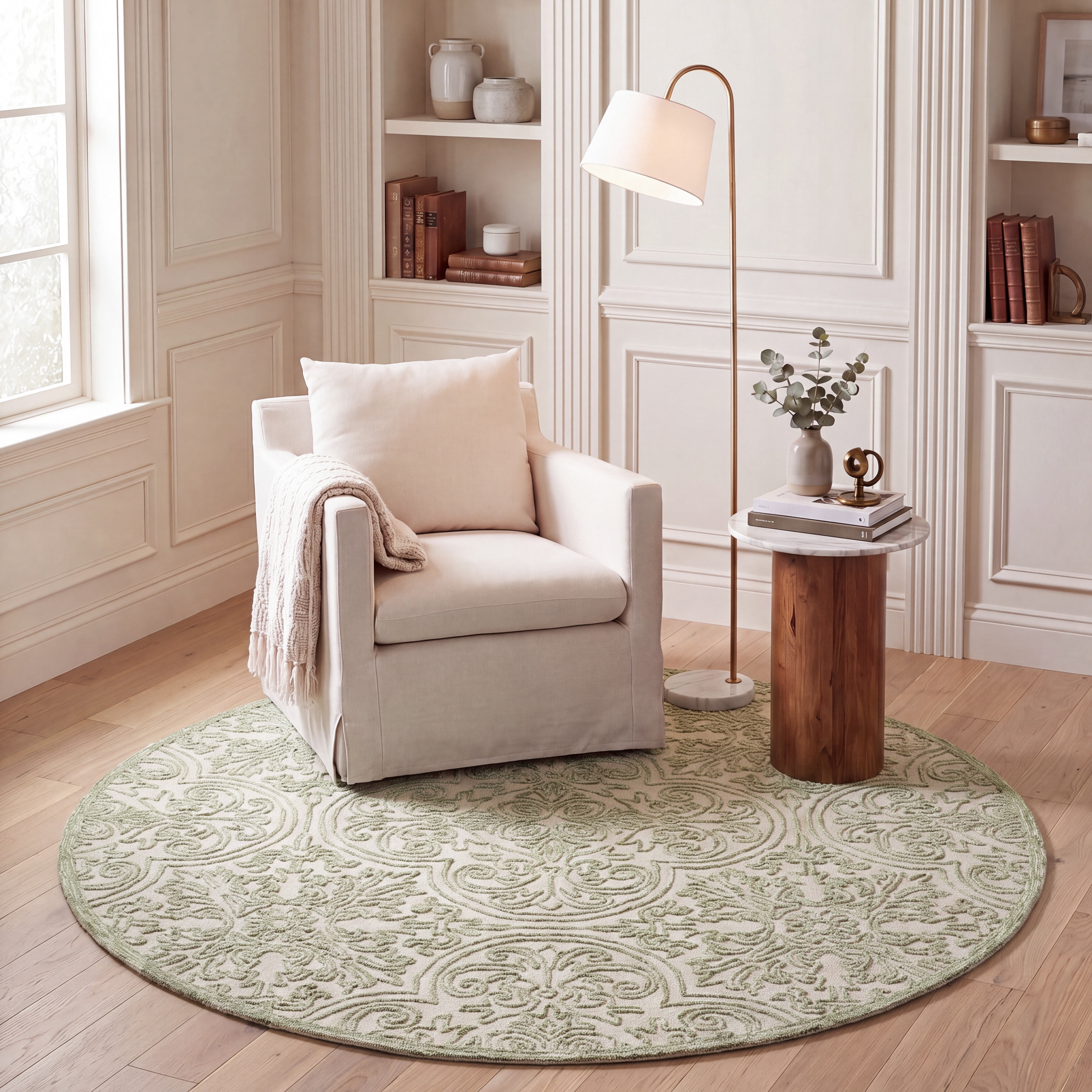 Safavieh Trace Burton Geometric Area Rug, Ivory/Green, 6' x 6' Round