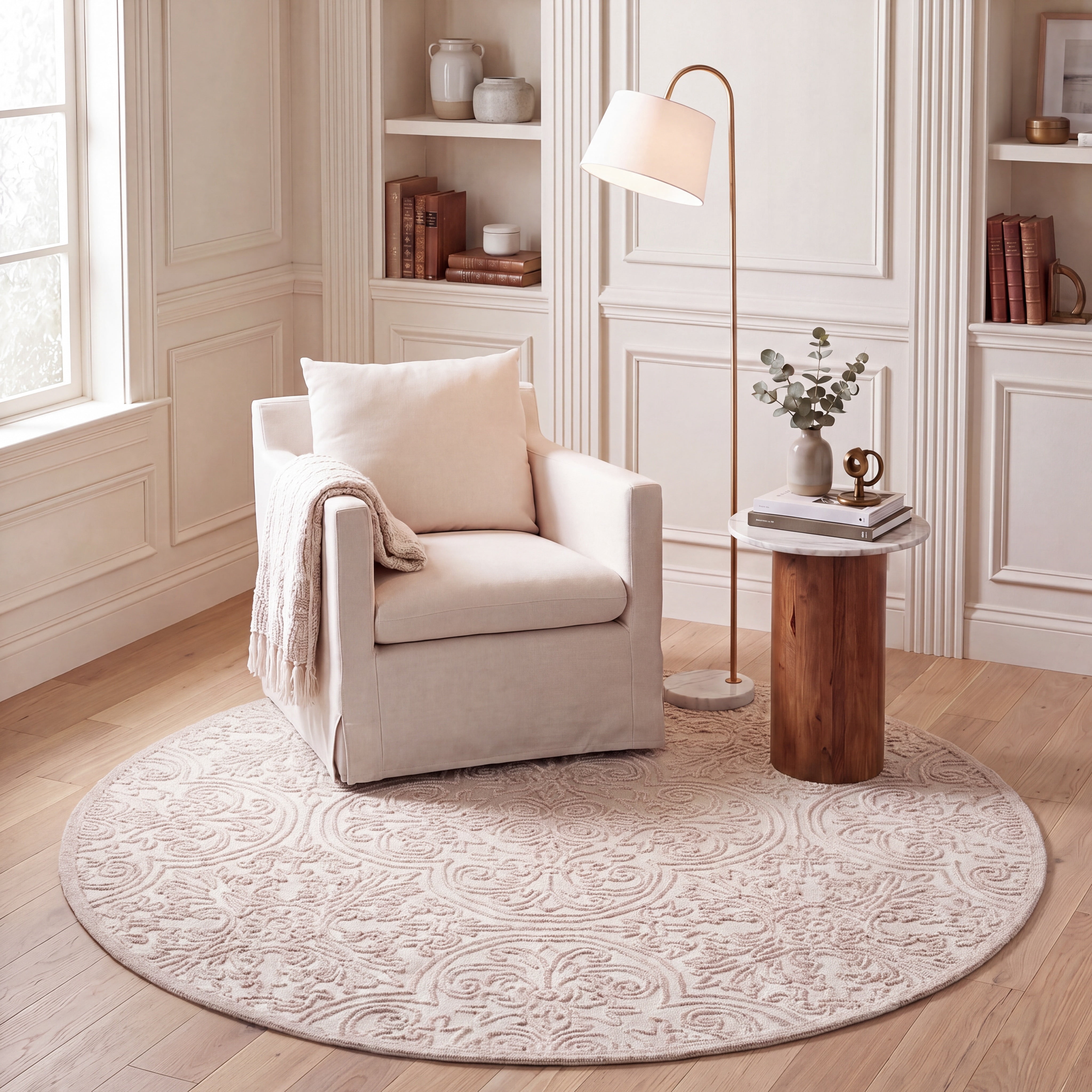 Safavieh Trace Burton Geometric Area Rug, Ivory/Pink, 4' x 4' Round