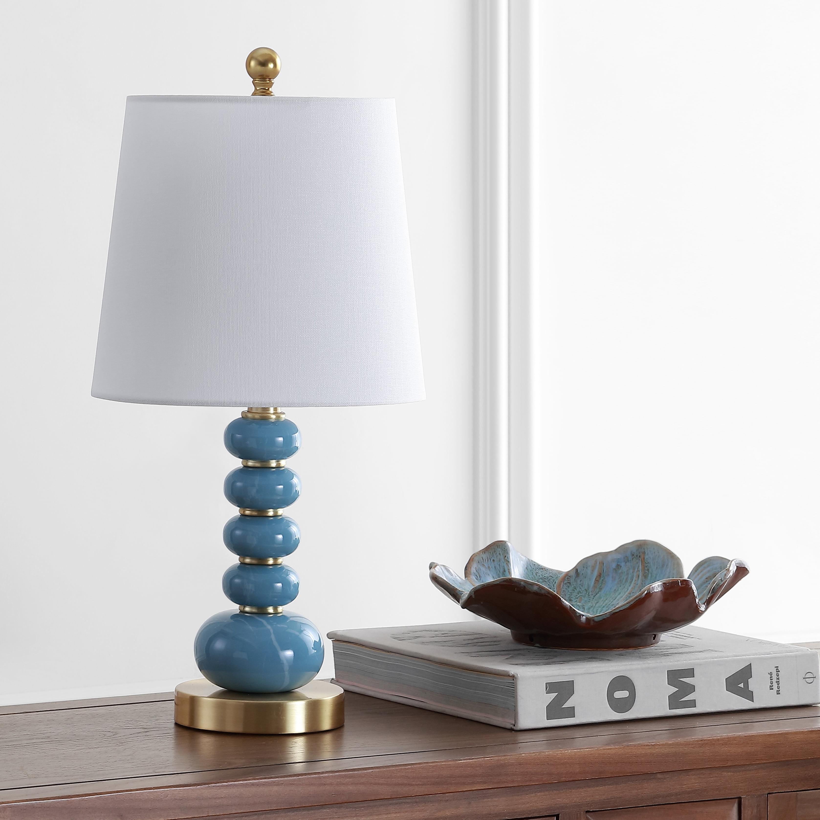 Safavieh Trace Modern 20 in. H Lamp, Light Blue Marble/Brass Gold