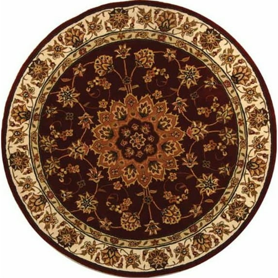 Traditional Rug - Traditions Wool Pile -Red/Ivory-Color:Red/Ivory,Design:Traditional,Shape:Round,Size:4'L x 4'W