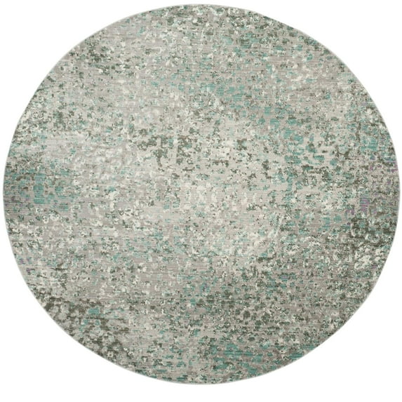 Safavieh Transitional Mystique Polyester Area Rug-Color:Grey/Light Blue,Shape:Round,Size:6'-7" X 6'-7"
