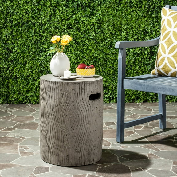 Safavieh Trunk Outdoor Concrete Round Accent Table - Dark Grey