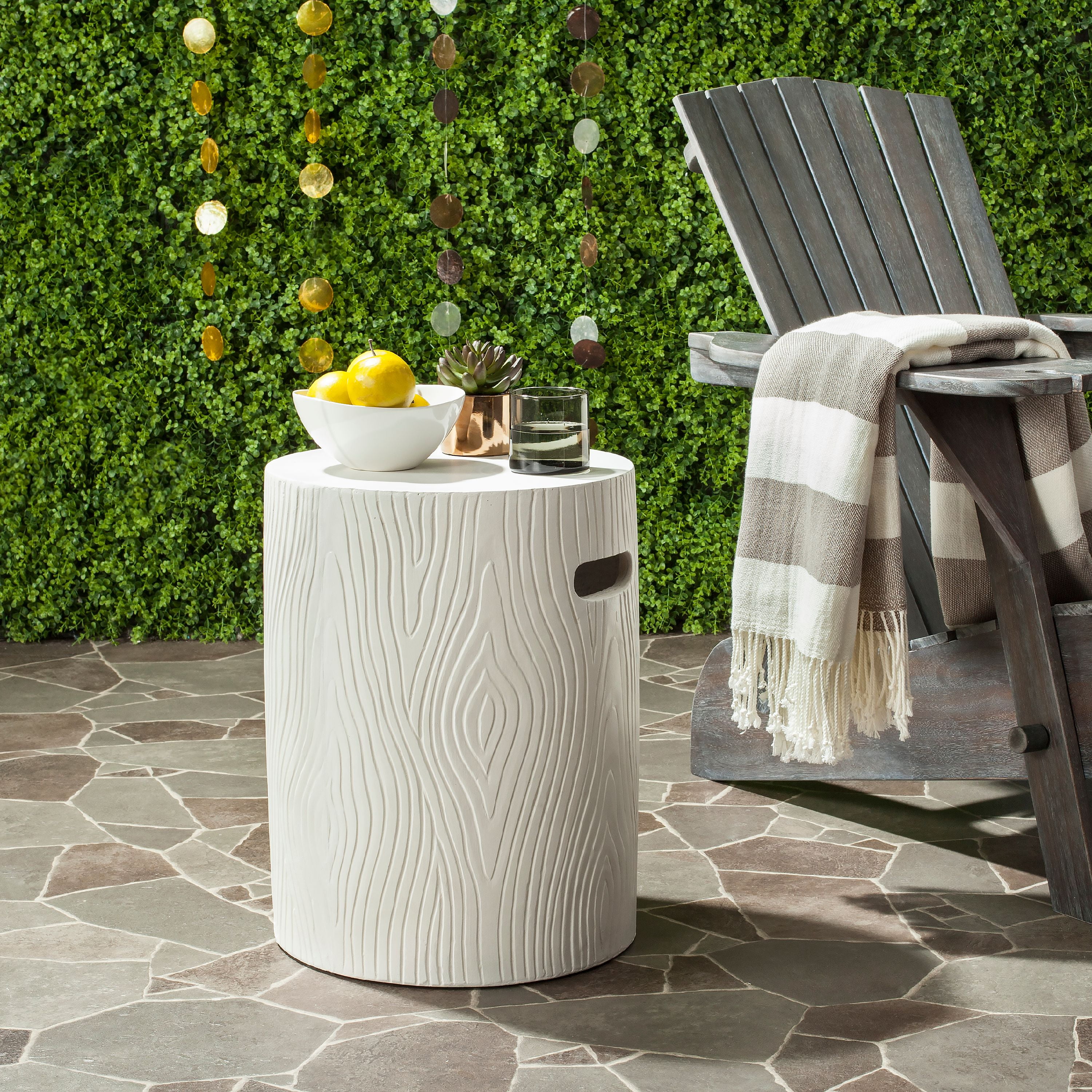 Ivory Transitional Concrete Round Accent Stool/Table