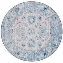 SAFAVIEH Tucson Candis Oriental Machine Washable Area Rug, Blue/Beige, 6' x 6' Round